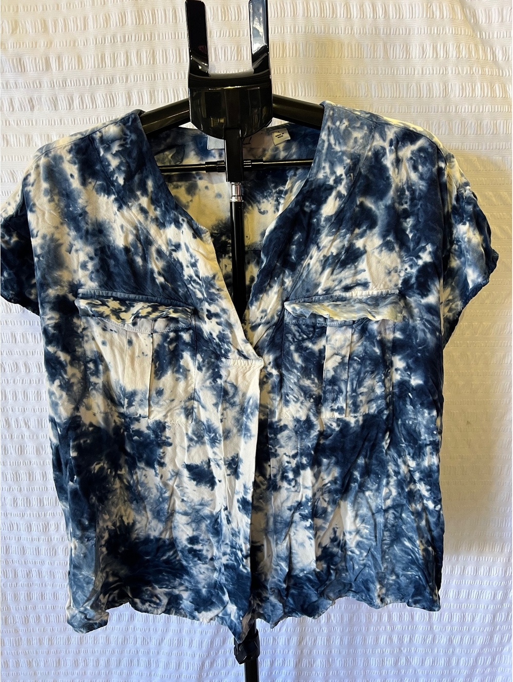 Caffé Marrakish Indigo Tie-Dye Utility Shirt Jacket – Size L